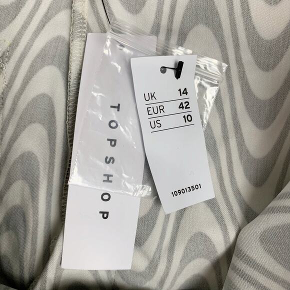 New Top Shop Pants Bengaline Flare Wavy Print Stretchy High Rise Women's 10 - Picture 10 of 11